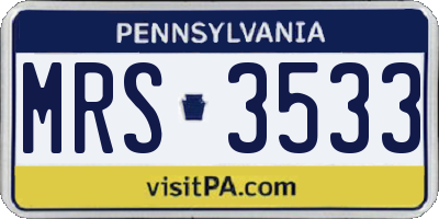 PA license plate MRS3533