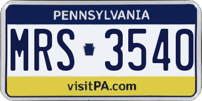 PA license plate MRS3540