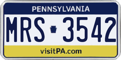 PA license plate MRS3542