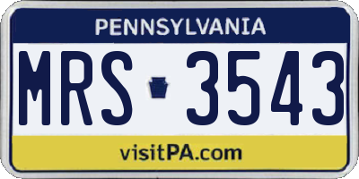PA license plate MRS3543
