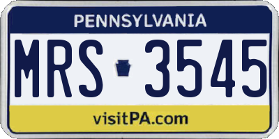 PA license plate MRS3545