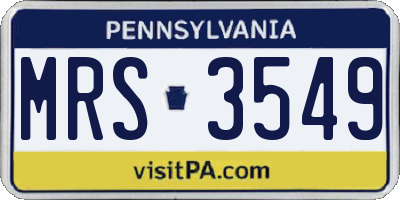 PA license plate MRS3549