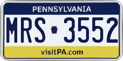 PA license plate MRS3552