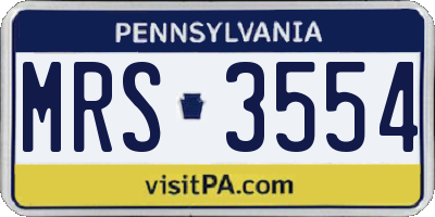 PA license plate MRS3554