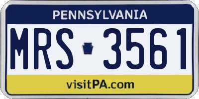 PA license plate MRS3561