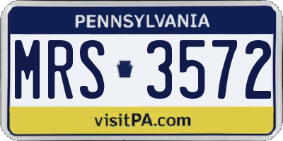 PA license plate MRS3572