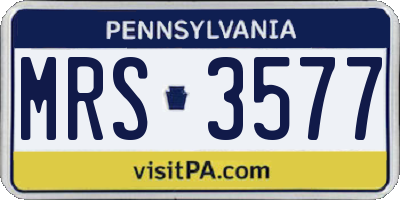 PA license plate MRS3577