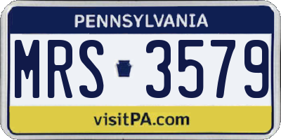 PA license plate MRS3579