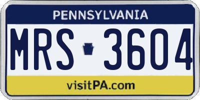 PA license plate MRS3604