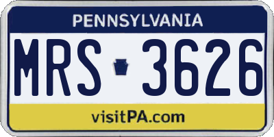 PA license plate MRS3626