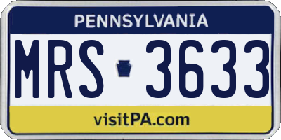 PA license plate MRS3633