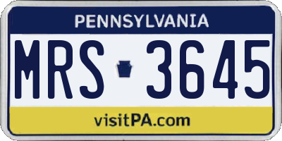PA license plate MRS3645