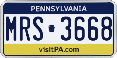 PA license plate MRS3668