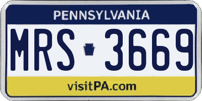 PA license plate MRS3669