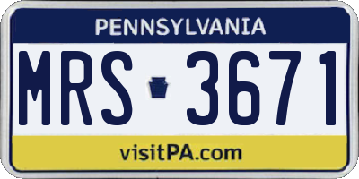 PA license plate MRS3671
