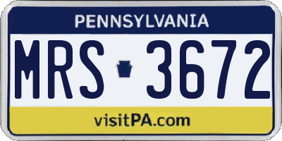 PA license plate MRS3672