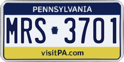 PA license plate MRS3701