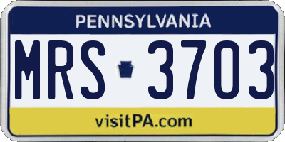 PA license plate MRS3703