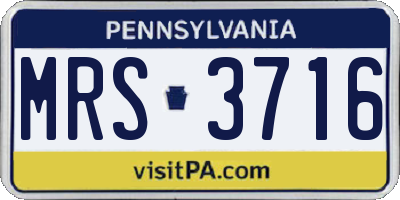 PA license plate MRS3716