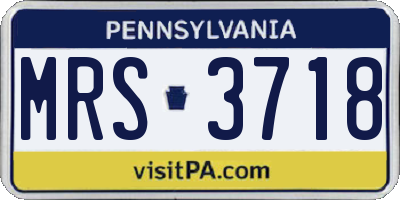 PA license plate MRS3718