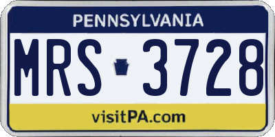 PA license plate MRS3728