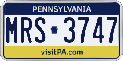 PA license plate MRS3747