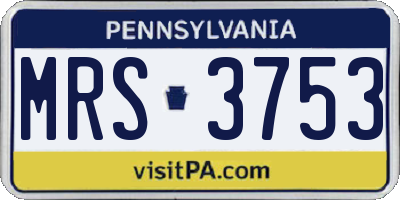 PA license plate MRS3753
