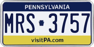 PA license plate MRS3757