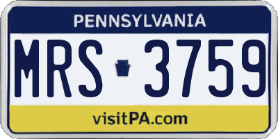PA license plate MRS3759
