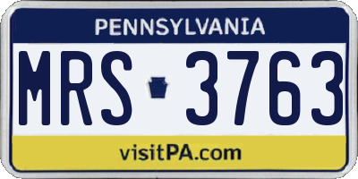 PA license plate MRS3763