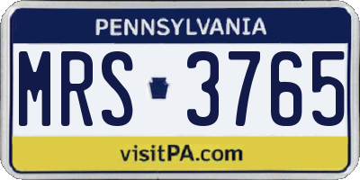 PA license plate MRS3765