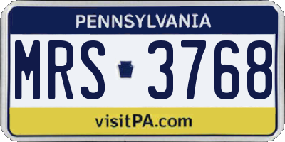 PA license plate MRS3768