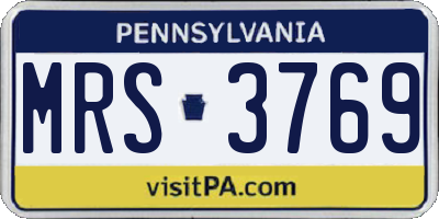 PA license plate MRS3769