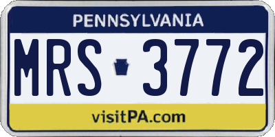 PA license plate MRS3772