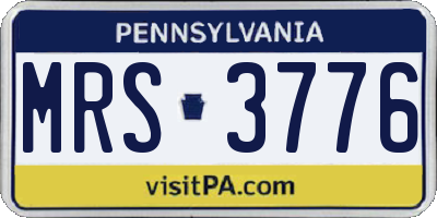 PA license plate MRS3776