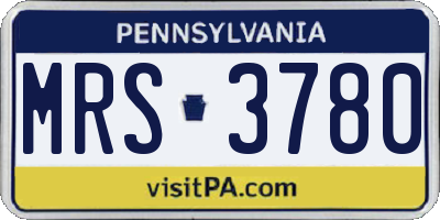 PA license plate MRS3780