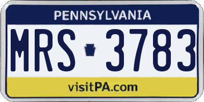 PA license plate MRS3783