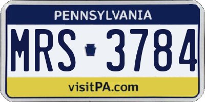 PA license plate MRS3784