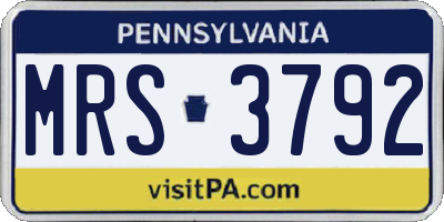 PA license plate MRS3792
