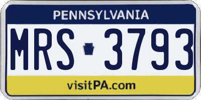 PA license plate MRS3793