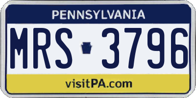 PA license plate MRS3796