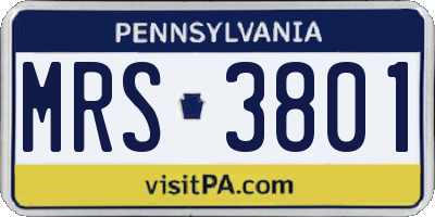 PA license plate MRS3801