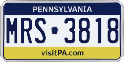 PA license plate MRS3818