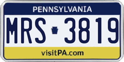PA license plate MRS3819