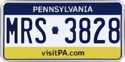 PA license plate MRS3828