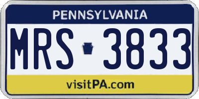 PA license plate MRS3833