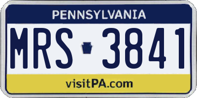 PA license plate MRS3841