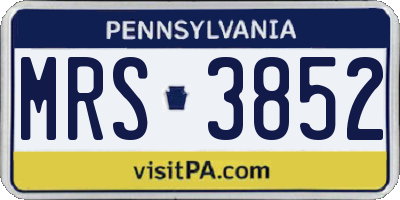 PA license plate MRS3852