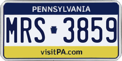PA license plate MRS3859