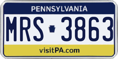 PA license plate MRS3863
